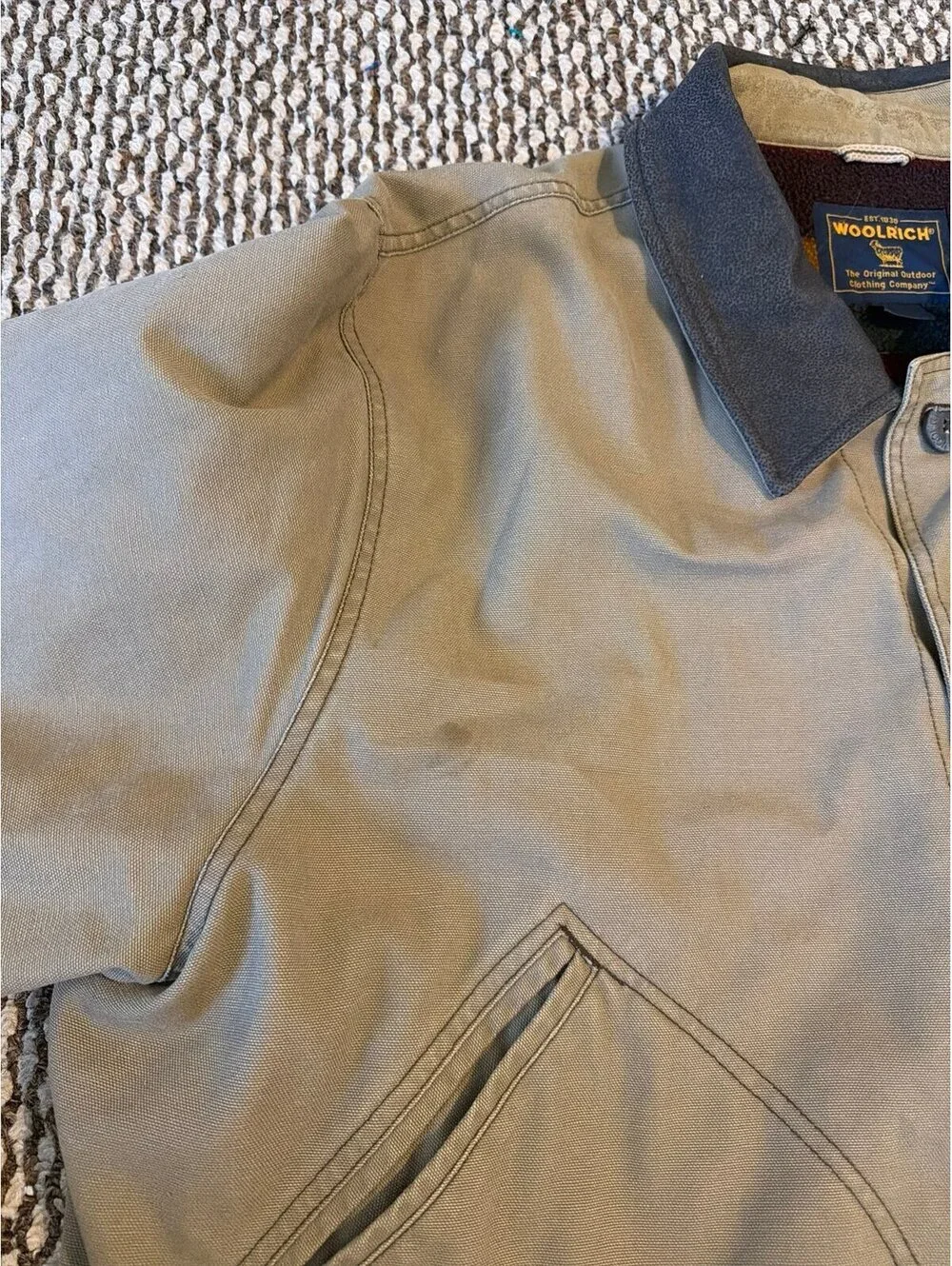 Woolrich Men's Dark Wheat Blanket-Lined Jacket Size Large